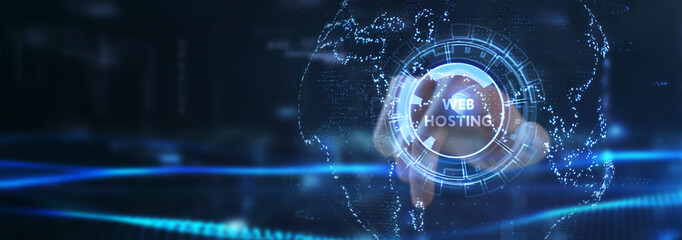 Web Hosting. The activity of providing storage space and access for websites. Business, modern...