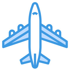 plane blue outline icon