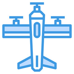 plane blue outline icon
