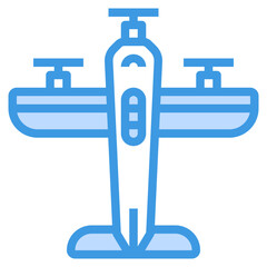 plane blue outline icon