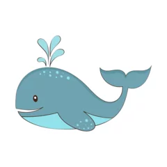 Foto op Plexiglas Vectorillustratie van schattige cartoon walvis © Abhinaya Project