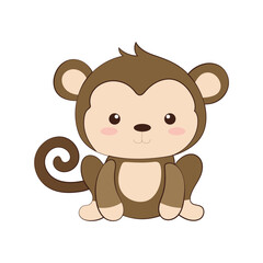 Vector illustration of cute cartoon monkey