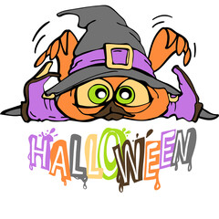 Fototapeta premium Owl with Halloween letters. An inscription and a funny character. Not a scary horror story - an owl. Template for postcards, stickers and prints on T-shirts and mugs.PNG, isolated