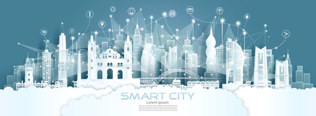 Technology wireless network communication smart city travel architecture in Panama.