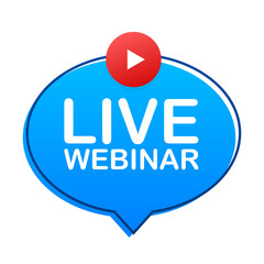 Live Webinar Button, icon, stamp logo  illustration