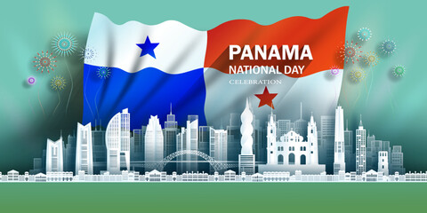 Anniversary celebration independence Panama day and travel landmarks Panama city.