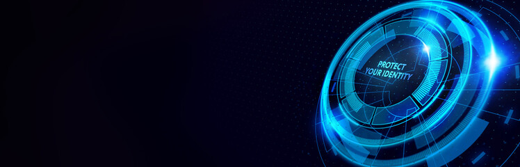Cyber security data protection business technology privacy concept. Protect your identity on the virtual display. 3d illustration