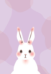 うさぎのポストカード　縦（ピンク系）