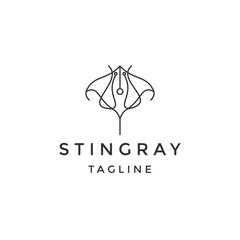 Stingray fish line logo design template flat vector