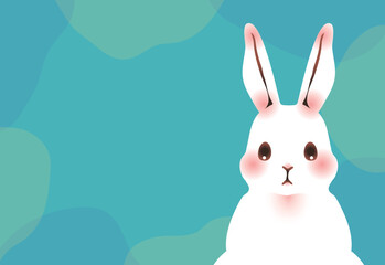 うさぎのポストカード　横（緑系）