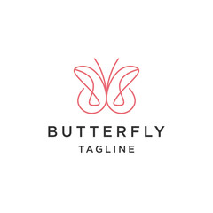 Butterfly line animal logo flat vector template