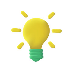 3d Light bulb cartoon vector icon. Concept for idea and creative. Thinking, light bulb icon