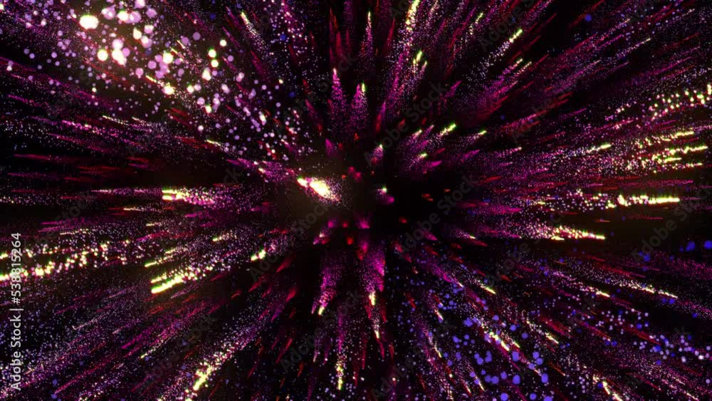 Aufkleber bright multi-colored particles fill the space with jets of energy and light. shiny colorful abstract