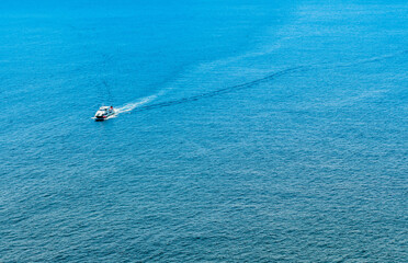 Unidentified ferry crossing open water near Jeju Island in South Korea.