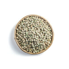 Green Pea (Green Matar, Sugar pea). Garden pea in threshing basket