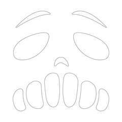 illustration of  Scary and funny Halloween pumpkin face expression vector isolated on white background.