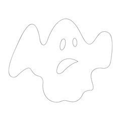 Illustration of a spooky ghost, a cute ghost icon isolated on white background.  