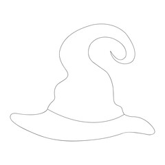 Hand-drawn sketch of a Halloween witch hat isolated on white background. 