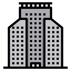 skyscraper filled outline icon