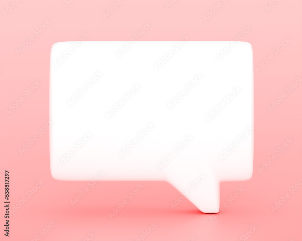 Poster blank 3d chat message bubble speech dialog isolated on white communication pastel background with te