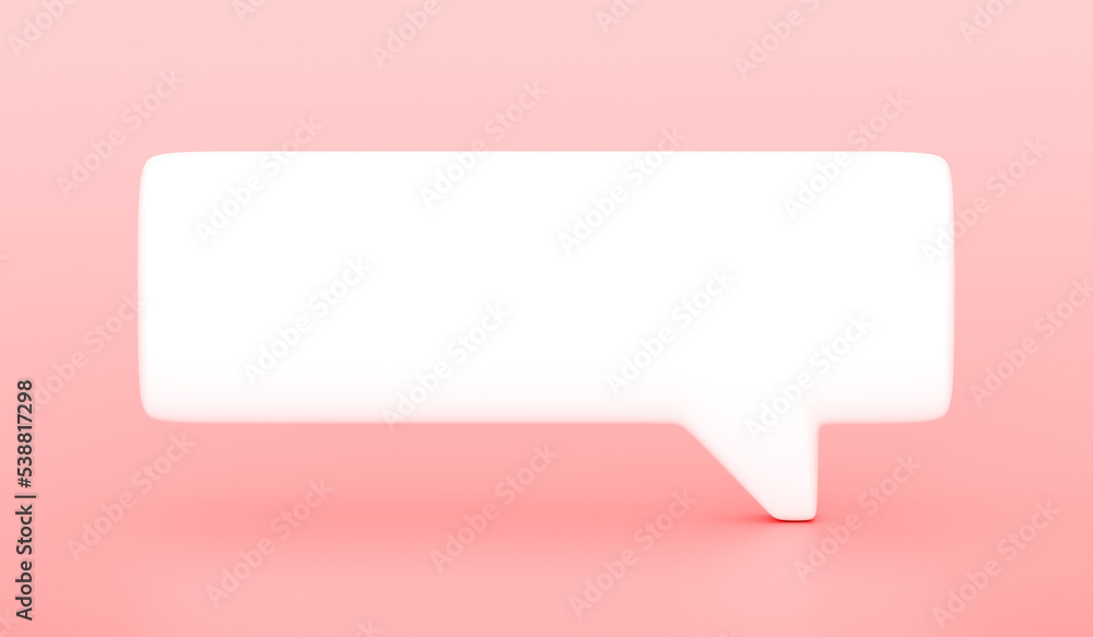 Poster blank 3d chat message bubble speech dialog isolated on white communication pastel background with te