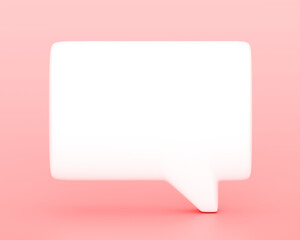Obraz na płótnie Canvas Blank 3d chat message bubble speech dialog isolated on white communication pastel background with text box talk template icon or creative conversation contact balloon and empty chatting sms dialogue.