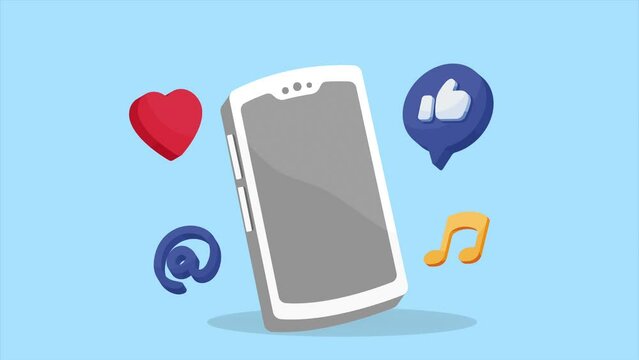 smartphone with social media animation