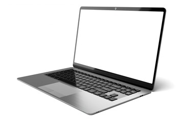 Modern laptop with empty screen on white background - 3D illustration