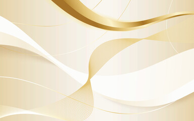 Elegant cream shade background with line golden elements. Realistic luxury paper cut style 3d modern concept. vector illustration for design