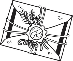 vintage postcard with wax seal illustration