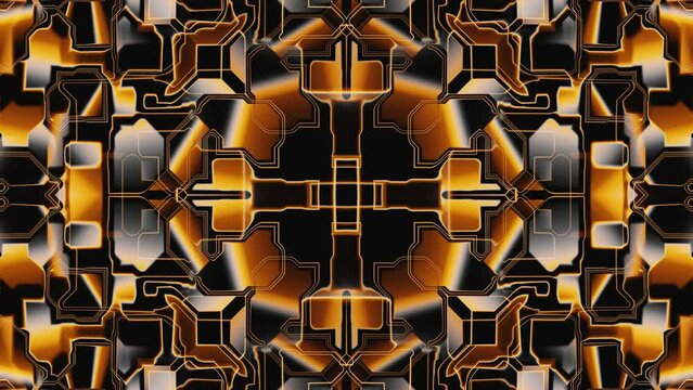 Orange gradient kaleidoscope pattern seamless animation background