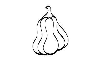 Simple Pumpkin Line Drawing. Black and white Autumn Pumpkin