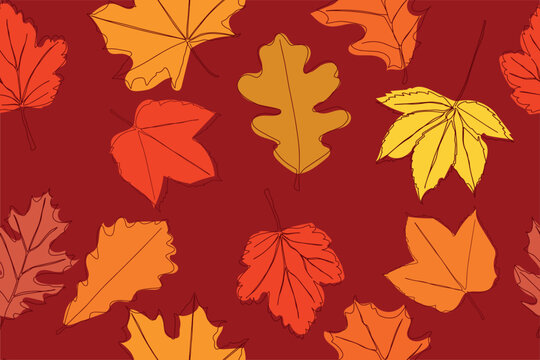 Seamless pattern of autumn leaves.Vector illustration