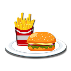 hamburger and fries