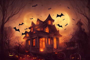 Fototapeta na wymiar Spooky house or witch hut