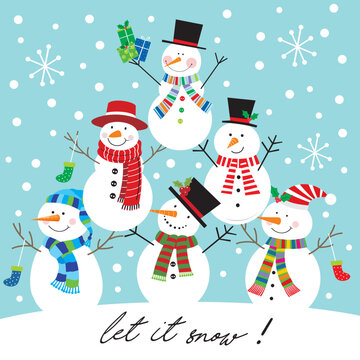 christmas card with cute snowman