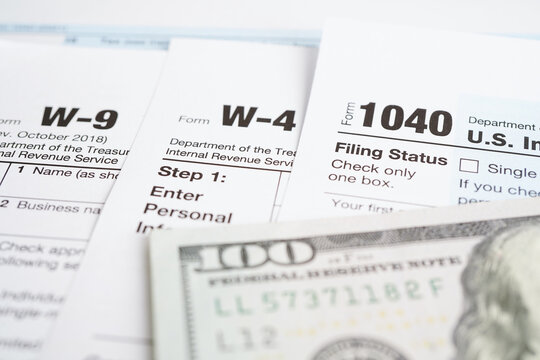 Tax form, business finance concept.