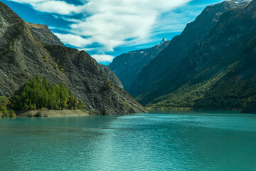 lake and mountain view in the Alps 