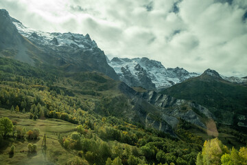the landscape from the Alps in mid October with some snow and high mountains