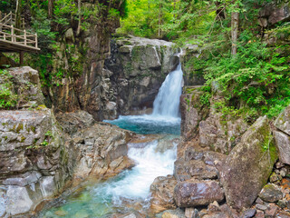 Ryujin Waterfall in the Yumori Park,Nakatsugawa city Gifu prefecture,Japan