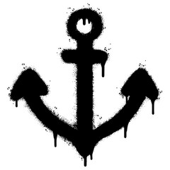 Spray Painted Graffiti anchor icon Sprayed isolated with a white background. graffiti anchor with over spray in black over white. Vector illustration. © Doa Bunda