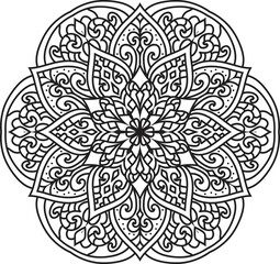 Adult coloring page Mandala.Antistress Coloring Page Mandala.Hand drawn illustration vector