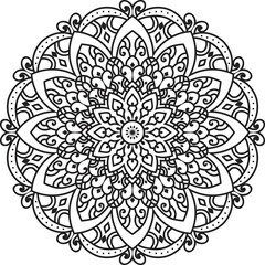 Adult coloring page Mandala.Antistress Coloring Page Mandala.Hand drawn illustration vector