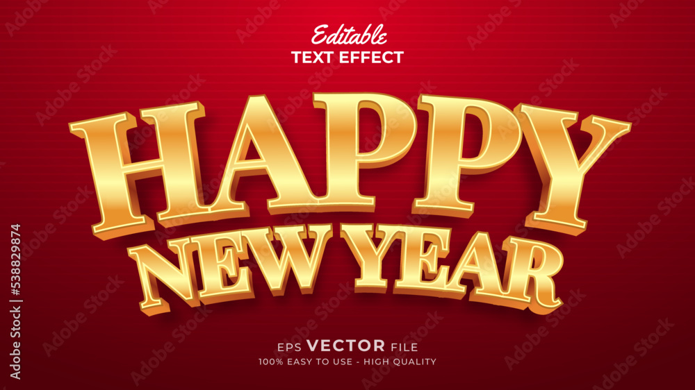 Poster editable text style effect - new year 3d text effects with gold style