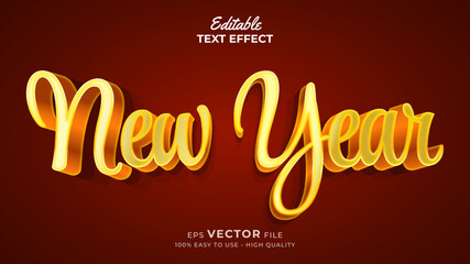 Editable text style effect - new year 3d text effects with gold style