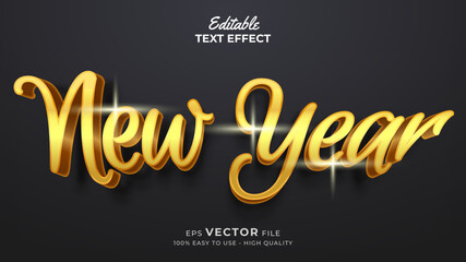 Editable text style effect - new year 3d text effects with gold style