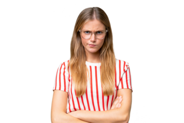 Young beautiful woman over isolated background feeling upset