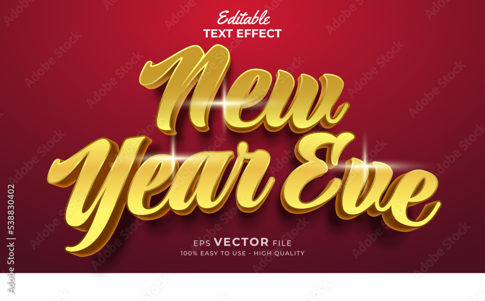 Poster editable text style effect - new year 3d text effects with gold style