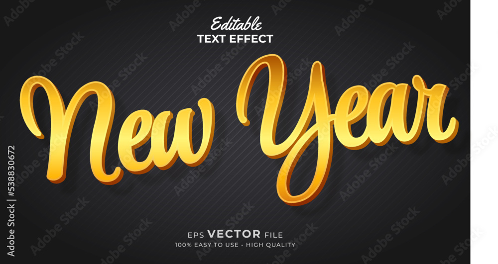 Poster editable text style effect - new year 3d text effects with gold style