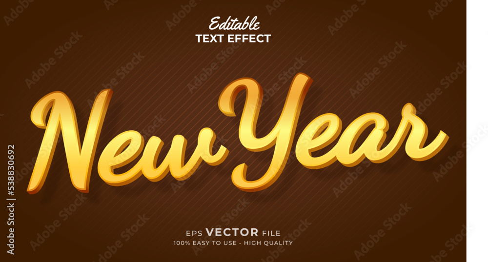 Poster editable text style effect - new year 3d text effects with gold style